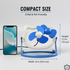 Brightly colored USB Mini Fan, front view on a clean surface.