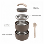 Side view showcasing the two separate compartments of this versatile 2-layer lunch box.