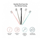 Set of manual toothbrushes with ultra soft bristles for family use