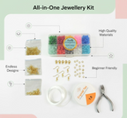 Close-up of colorful beads and metal clasps in DIY Jewellery Making Kit