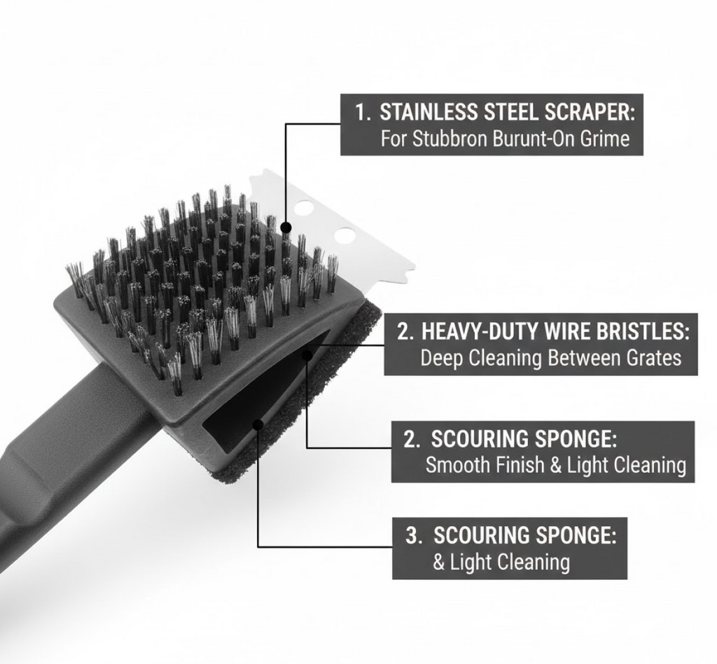 The versatile silicone toilet brush being used to clean a bathroom sink, showcasing its multi-surface capability.