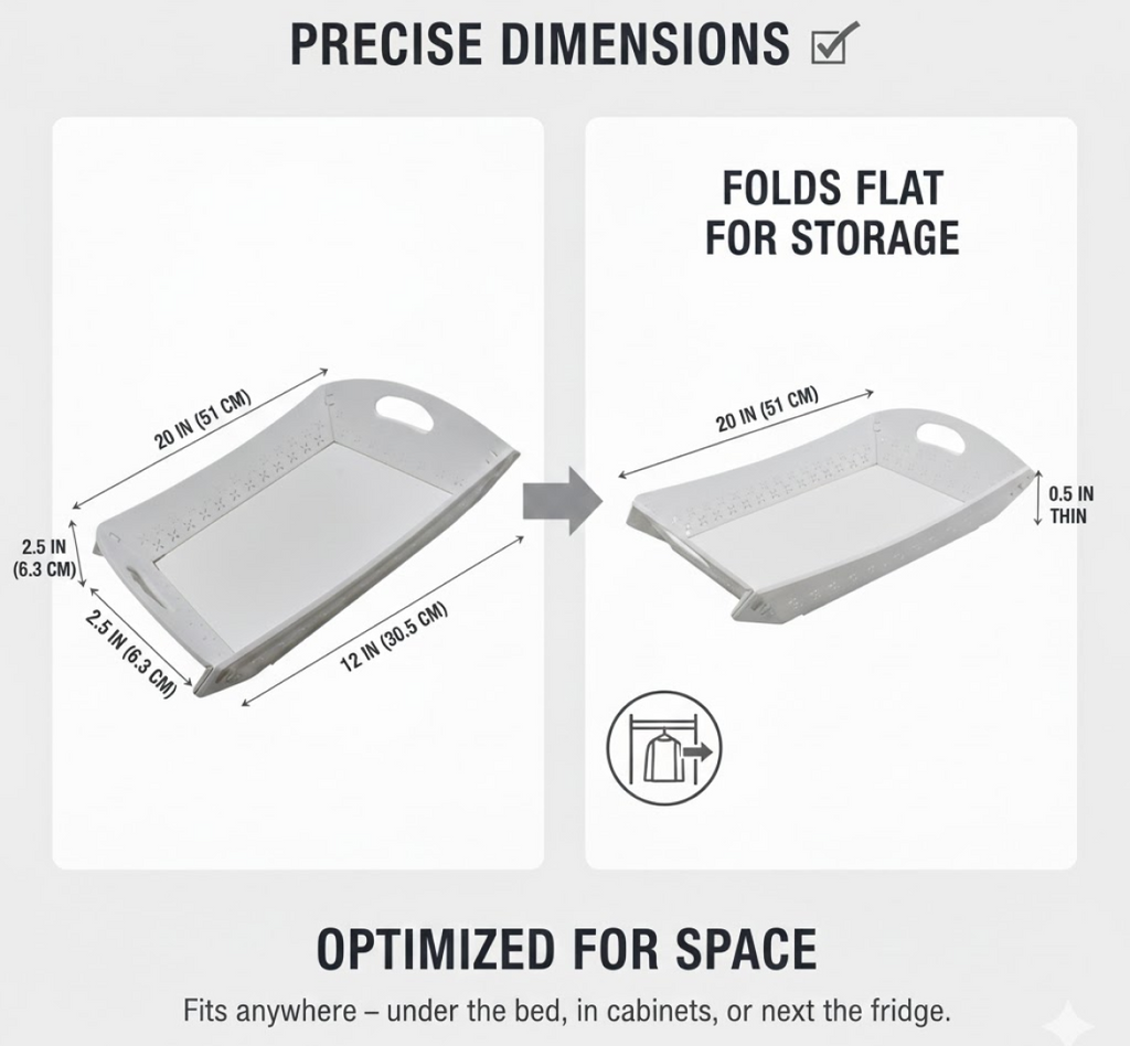 Isolated view of the unfolded serving tray, emphasizing its sturdy and reliable design.