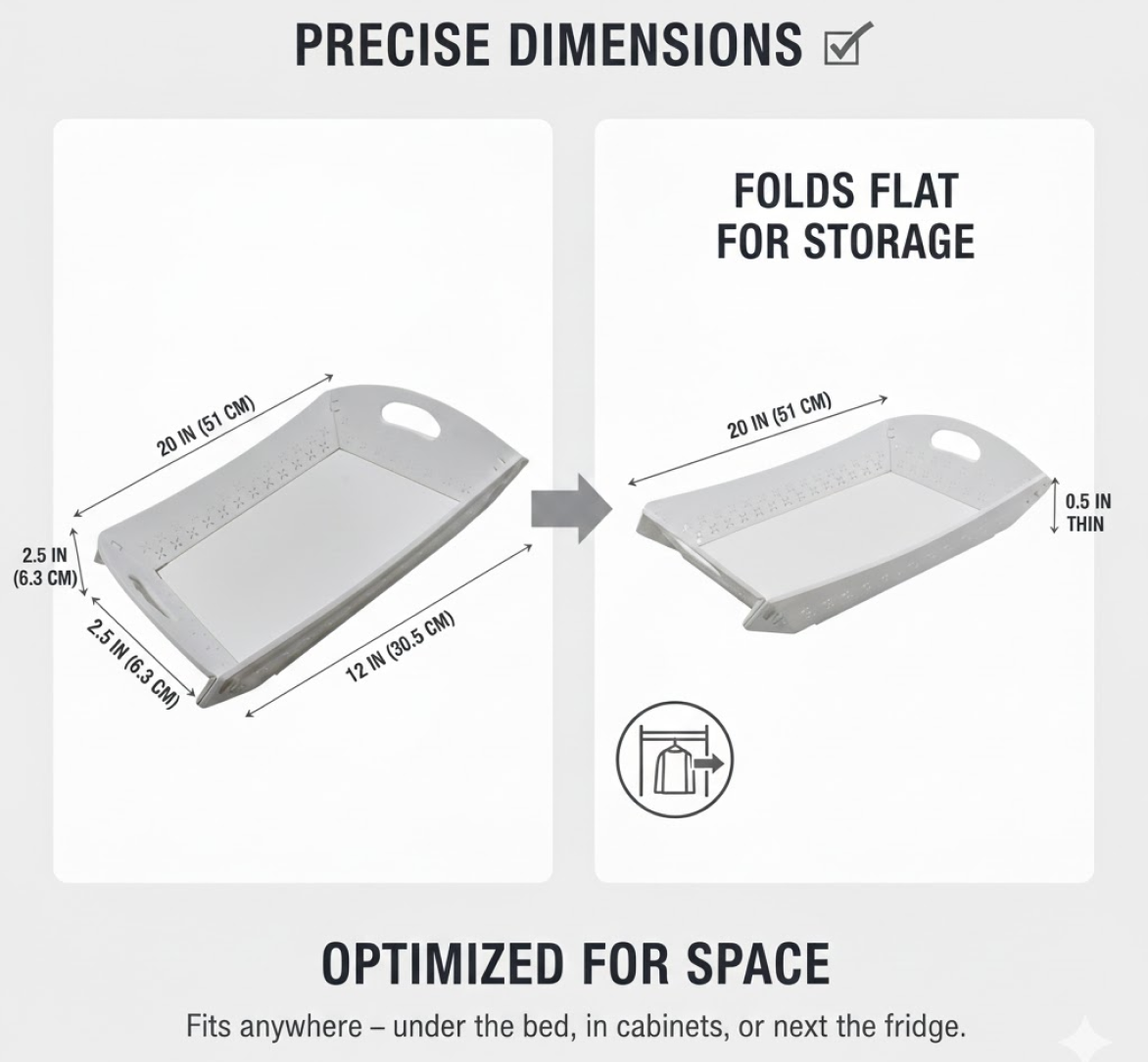 Isolated view of the unfolded serving tray, emphasizing its sturdy and reliable design.