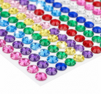 Sheet of crystal stickers featuring various designs for crafts and home decoration.