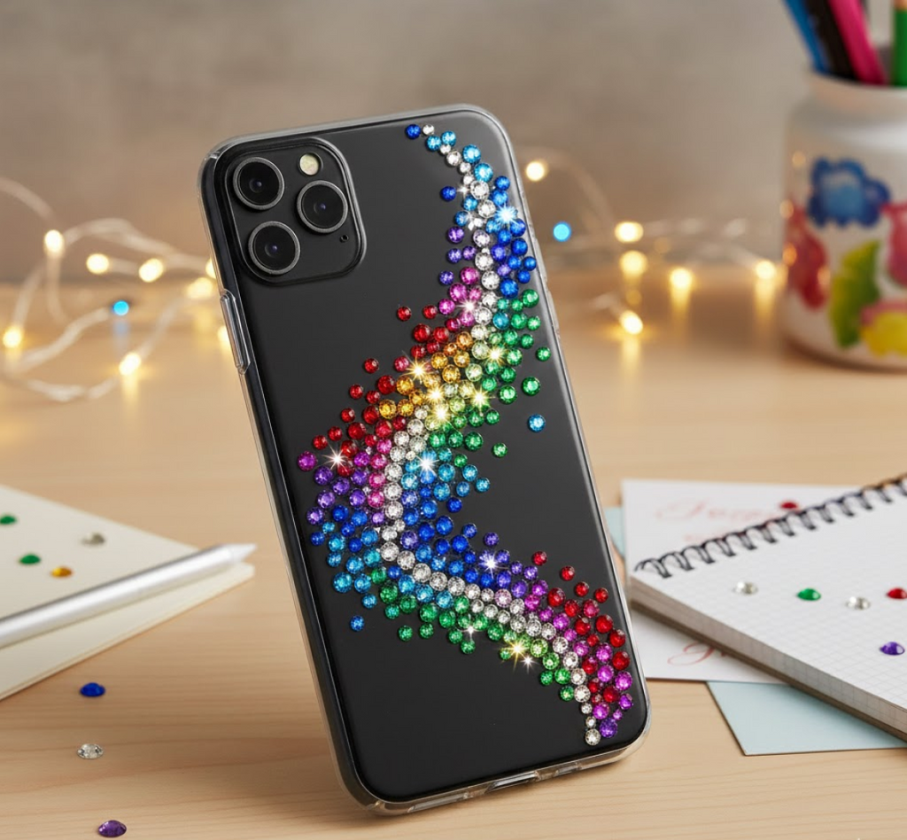 Decorative shiny crystal stickers, perfect for enhancing school projects and assignments.