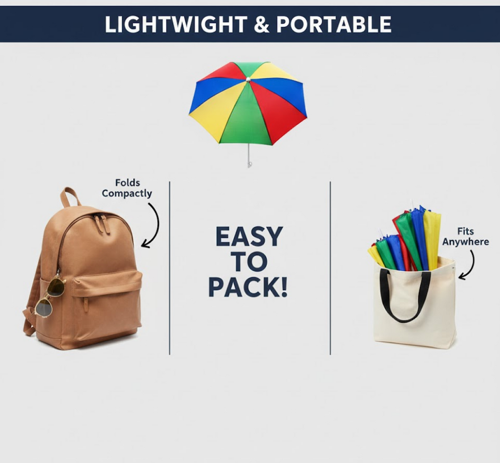 Diagram illustrating the easy assembly steps for the portable garden umbrella.