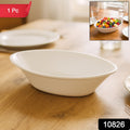 White Marin oval serving bowl with assorted salad served