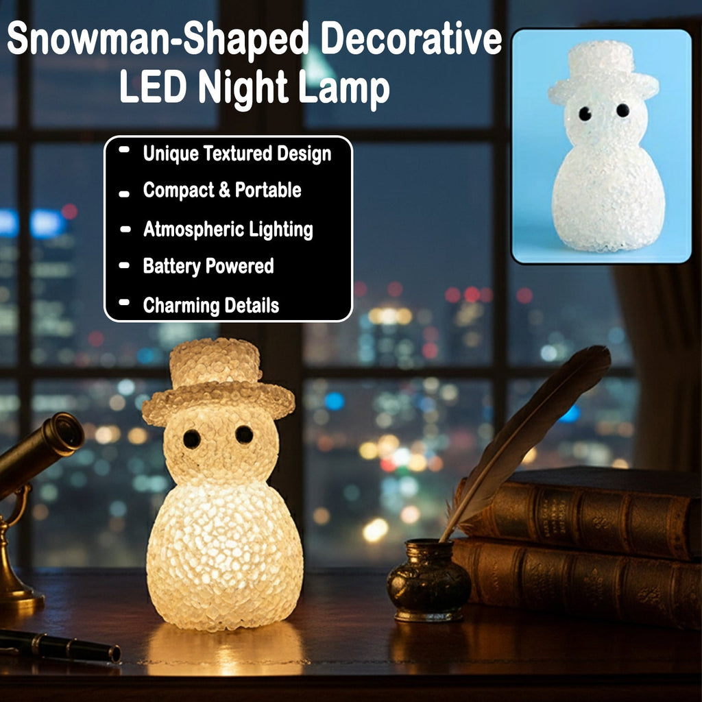 Compact snowman LED night lamp designed for tabletop placement