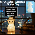 Compact snowman LED night lamp designed for tabletop placement