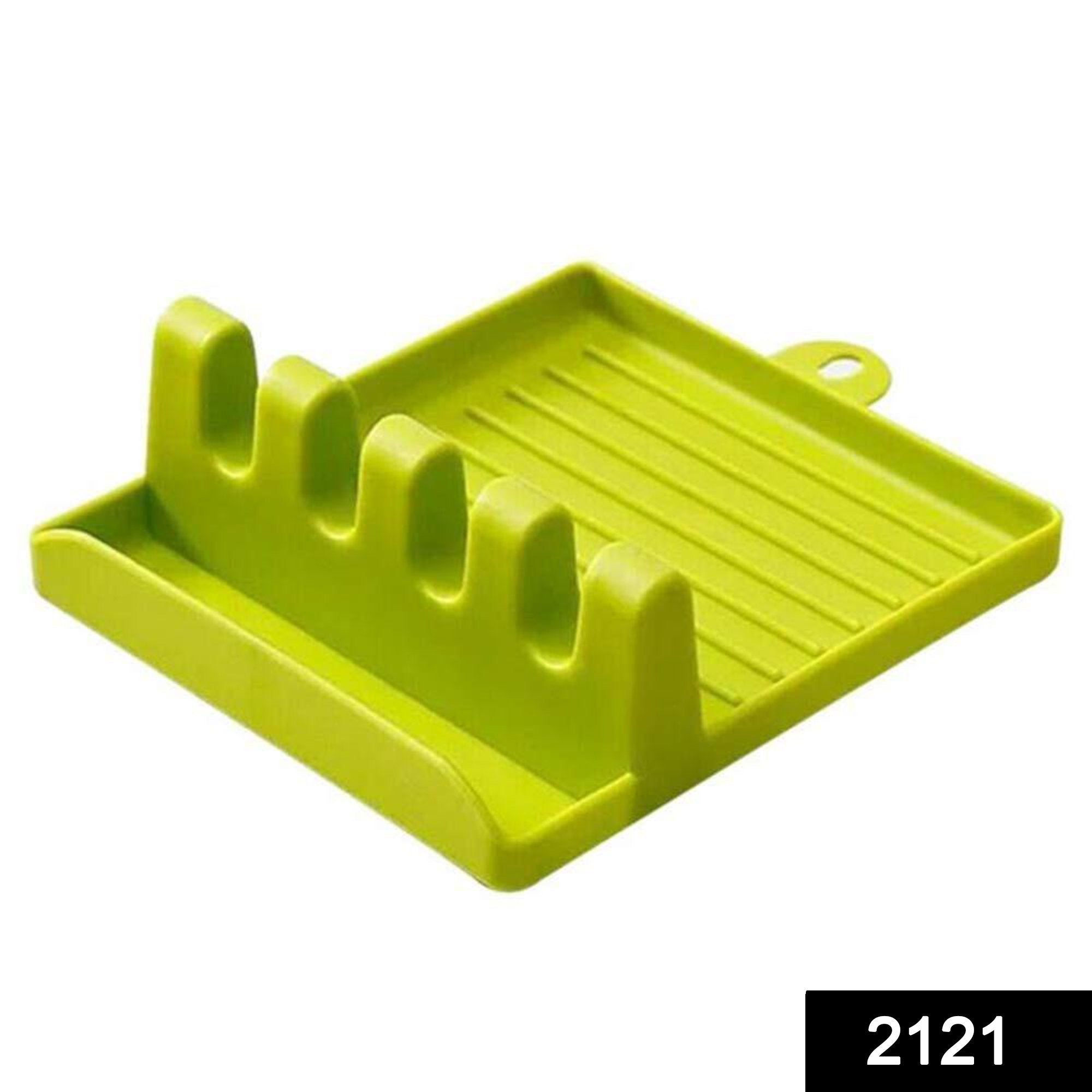Versatile kitchen utensil rest with multiple slots for cooking tools.