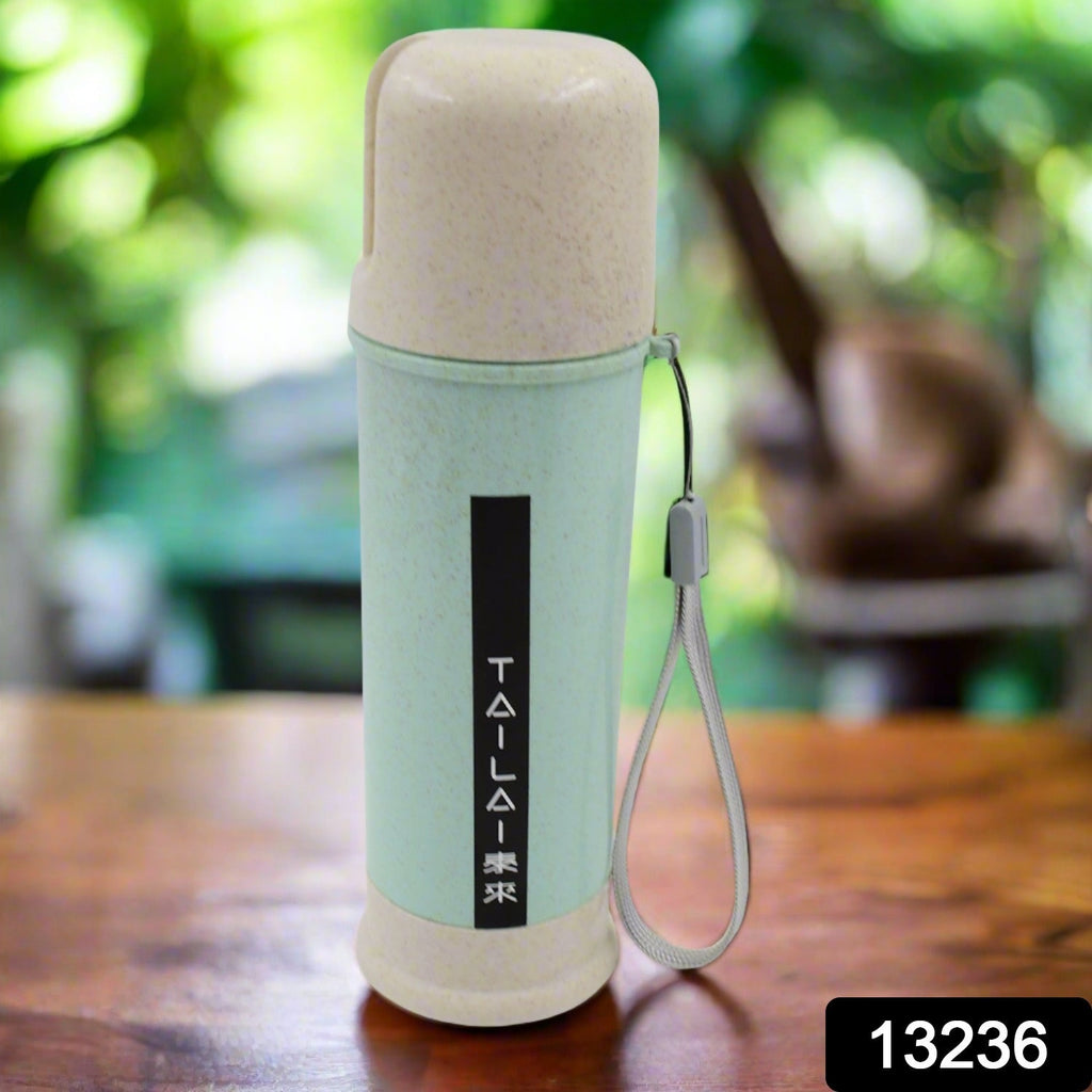 Side view of a wheat straw portable water bottle in a mix of colors.