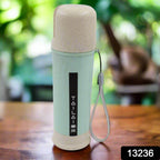 Side view of a wheat straw portable water bottle in a mix of colors.