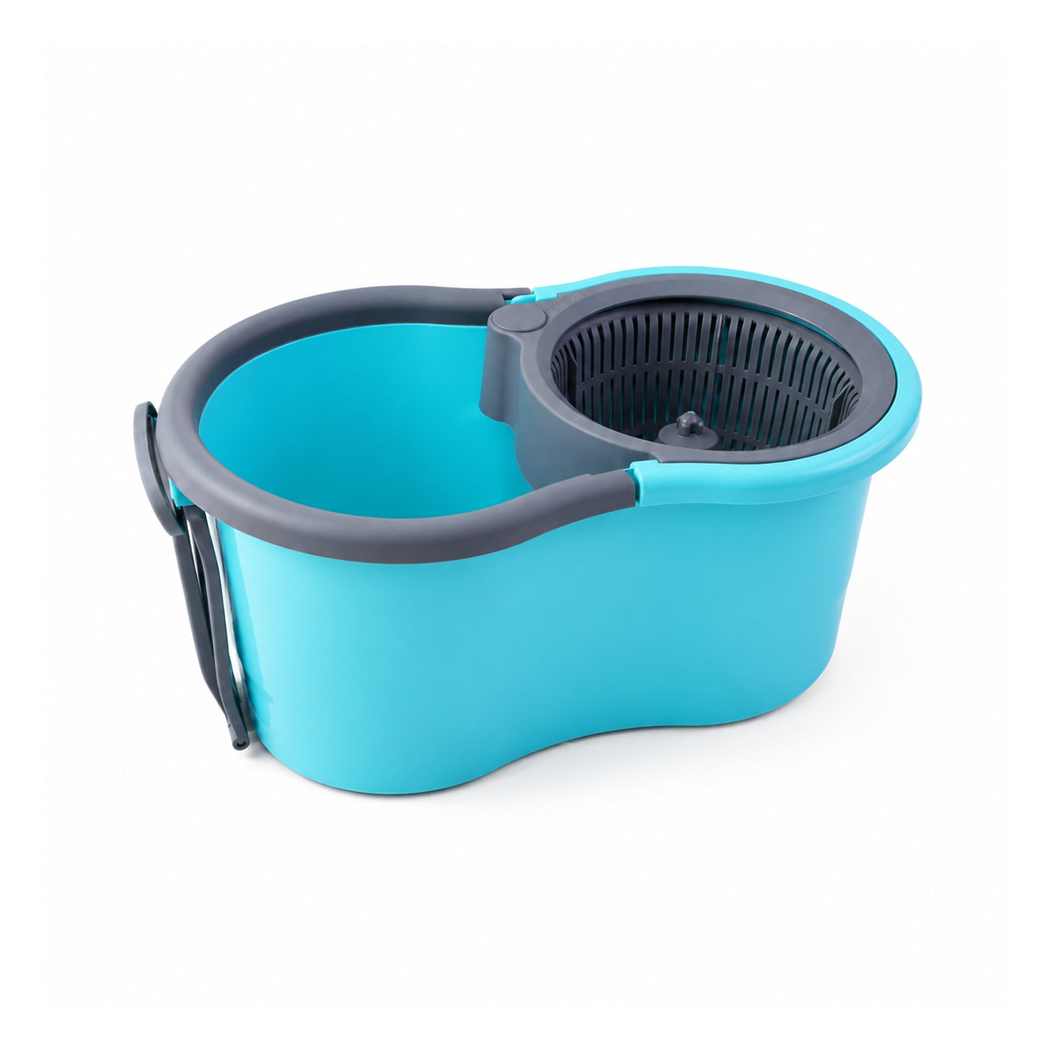 Plastic spin mop bucket with side handle for easy mobility