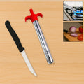 Complete set featuring a stainless steel gas lighter and a kitchen knife for efficient cooking.