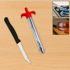 Complete set featuring a stainless steel gas lighter and a kitchen knife for efficient cooking.