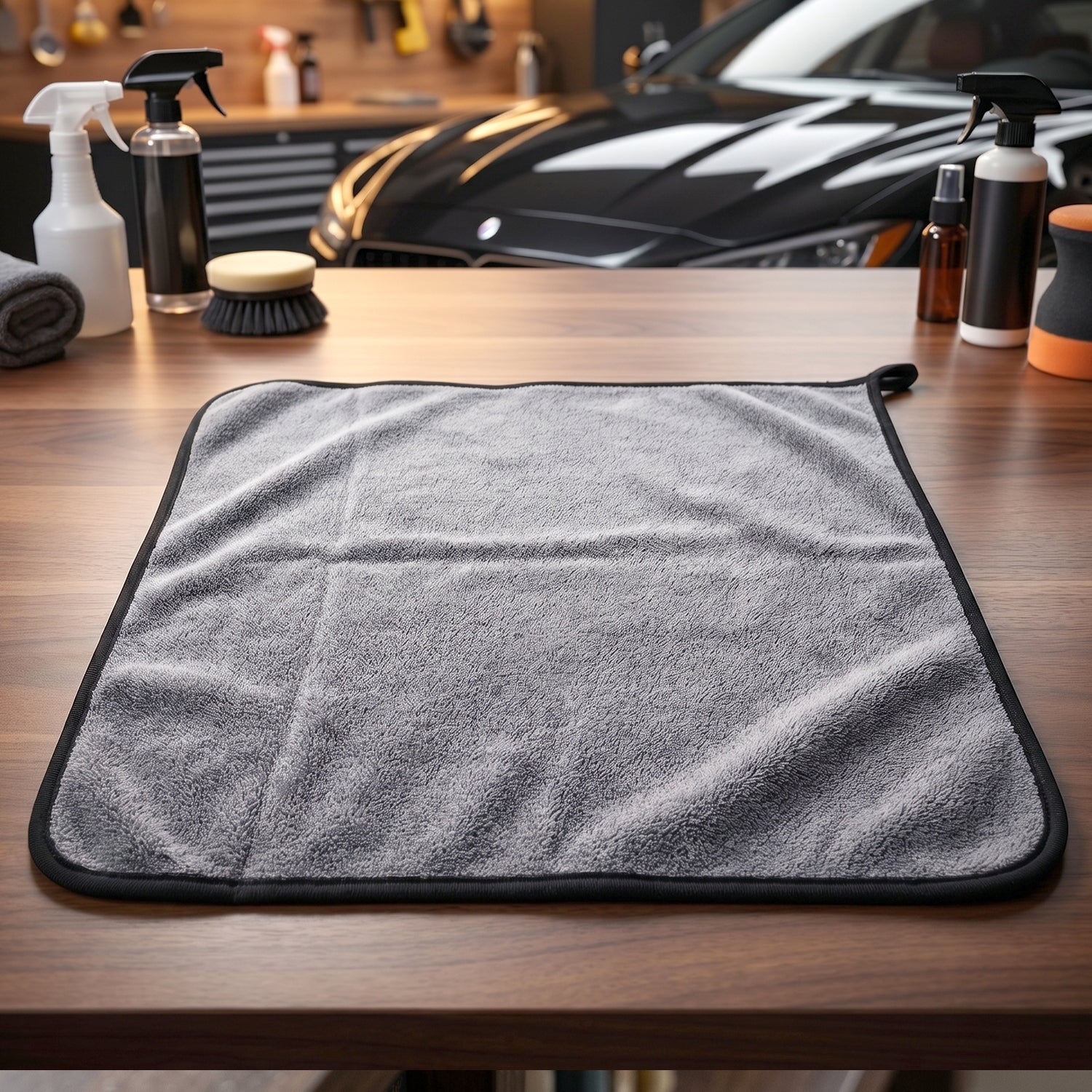 Folded purple microfiber cleaning cloth