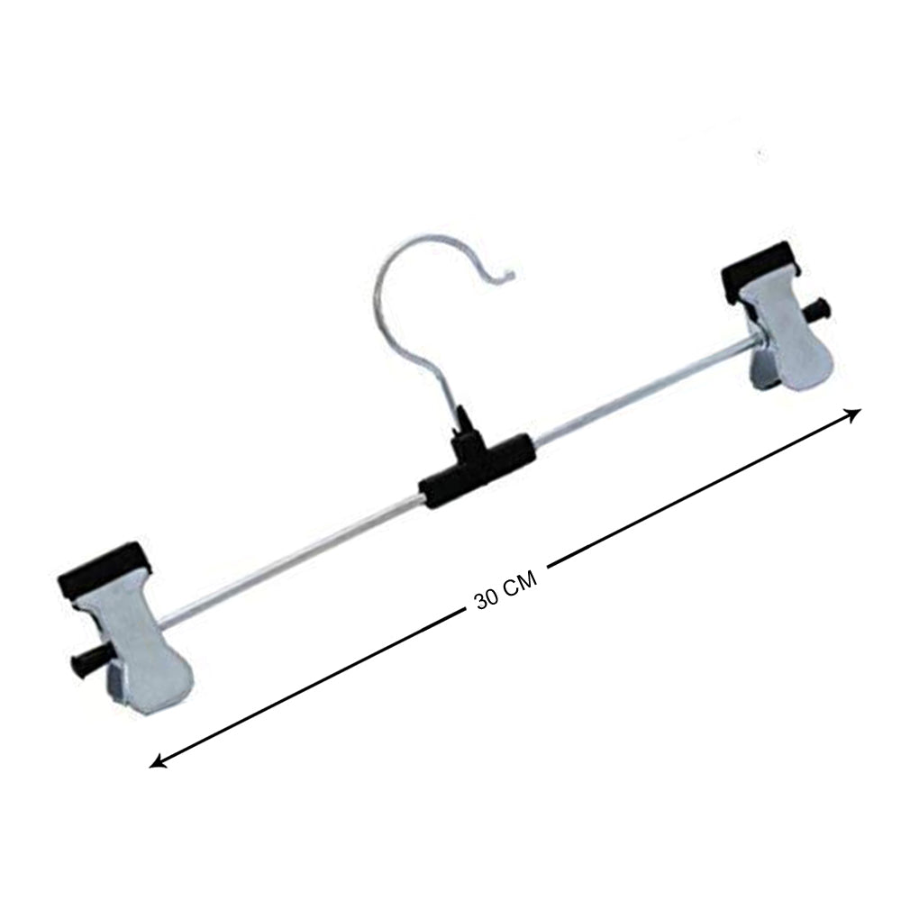 Black rubber-coated, non-slip anti-rust clips on a sturdy stainless steel hanger.
