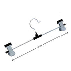 Black rubber-coated, non-slip anti-rust clips on a sturdy stainless steel hanger.