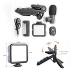 Vlogging kit with phone holder clip and mini tripod by Mobiléon for phone video making
