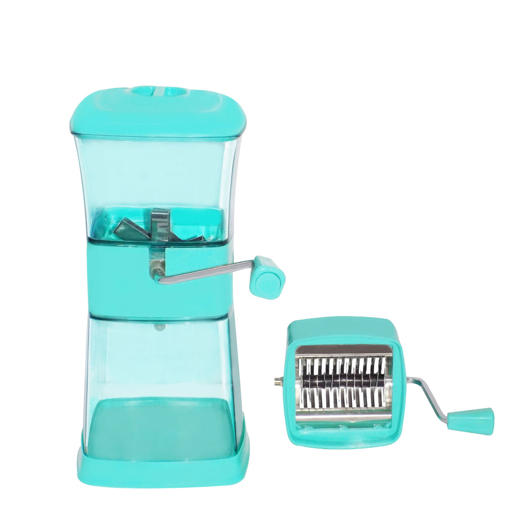 Durable stainless steel vegetable cutter showcasing its compact design.