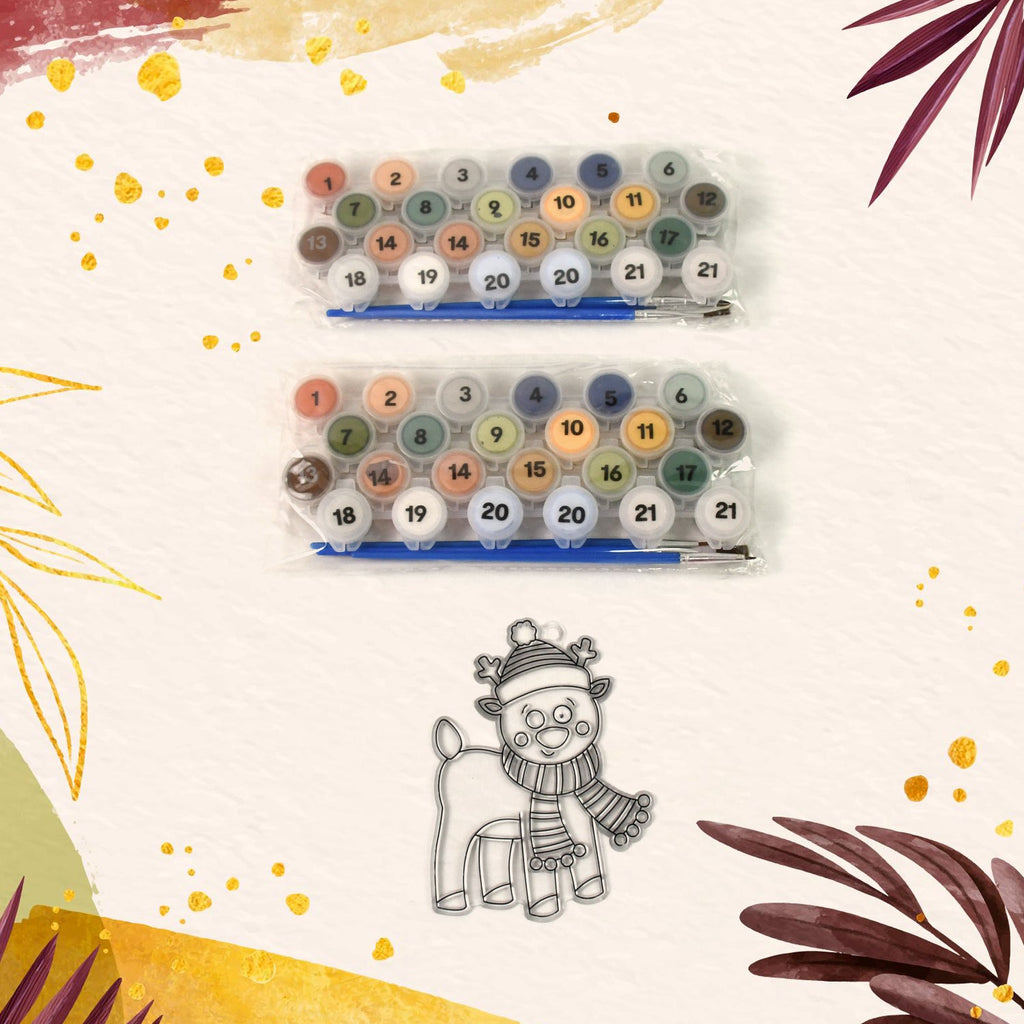 Hands actively painting a section of a canvas using the Paint by Number Kit for a relaxing experience.