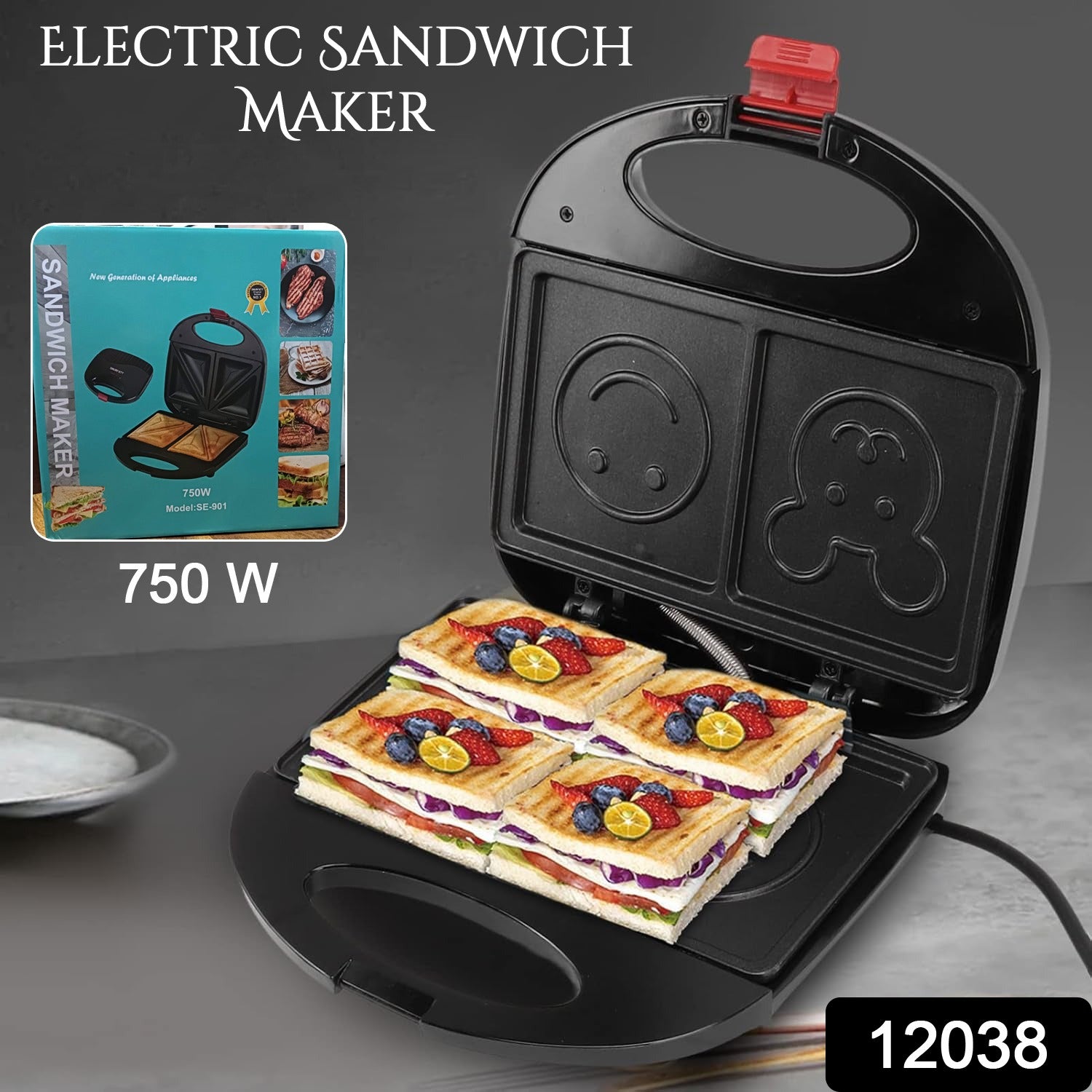 Golden brown sandwich being grilled in the FirePot electric sandwich maker.