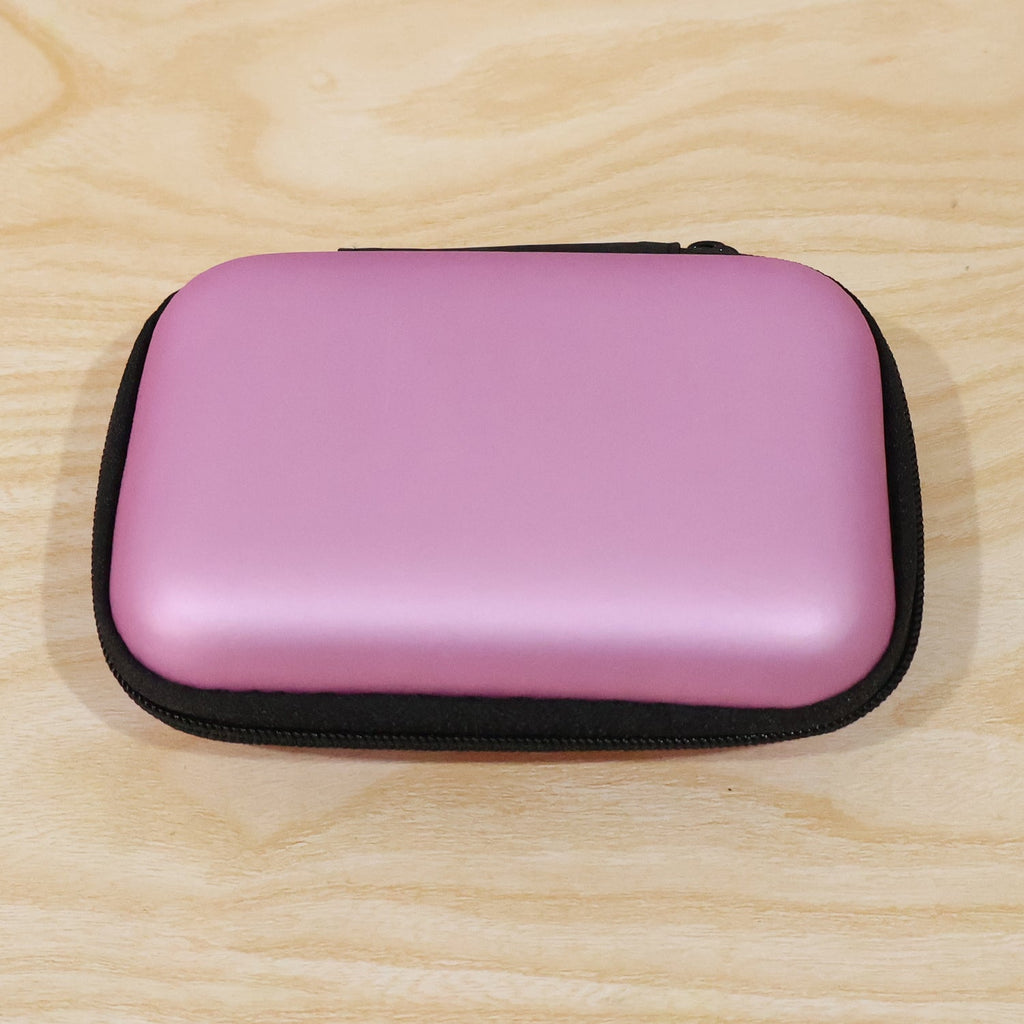 Top view of compact travel storage case in closed position