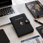 Passport wallet showing multiple card and document slots