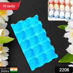 Top-down view of a sturdy plastic 15 egg holder tray.