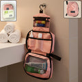 Durable hanging toiletry bag made from waterproof nylon fabric