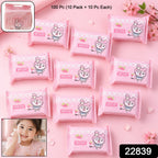Skin friendly baby wipes pack with attractive cartoon design