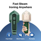 Main product shot of the Happy Bathers portable steam iron, highlighting its compact design.