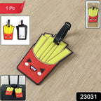 Cute travel bag tag with fun fries design for easy luggage recognition