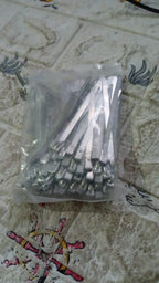 Packaging for the 100-piece set of multi-purpose stainless steel cable ties.