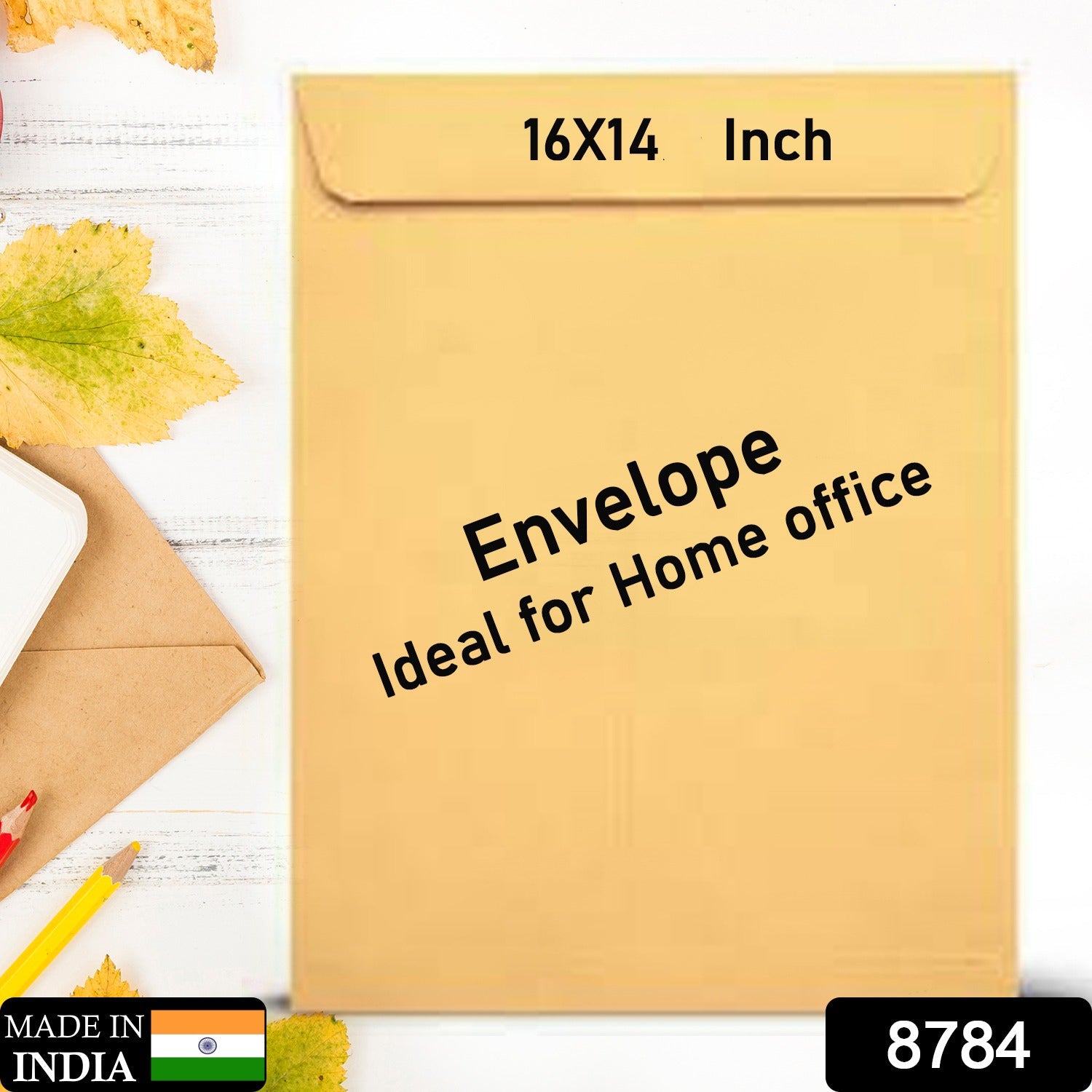 Stack of brown kraft envelopes with a pen and small note, ready for use.