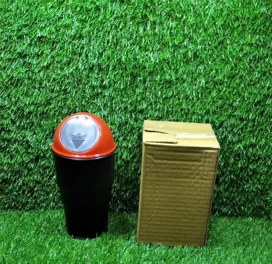 Compact car dustbin displayed open, ready for efficient trash storage.