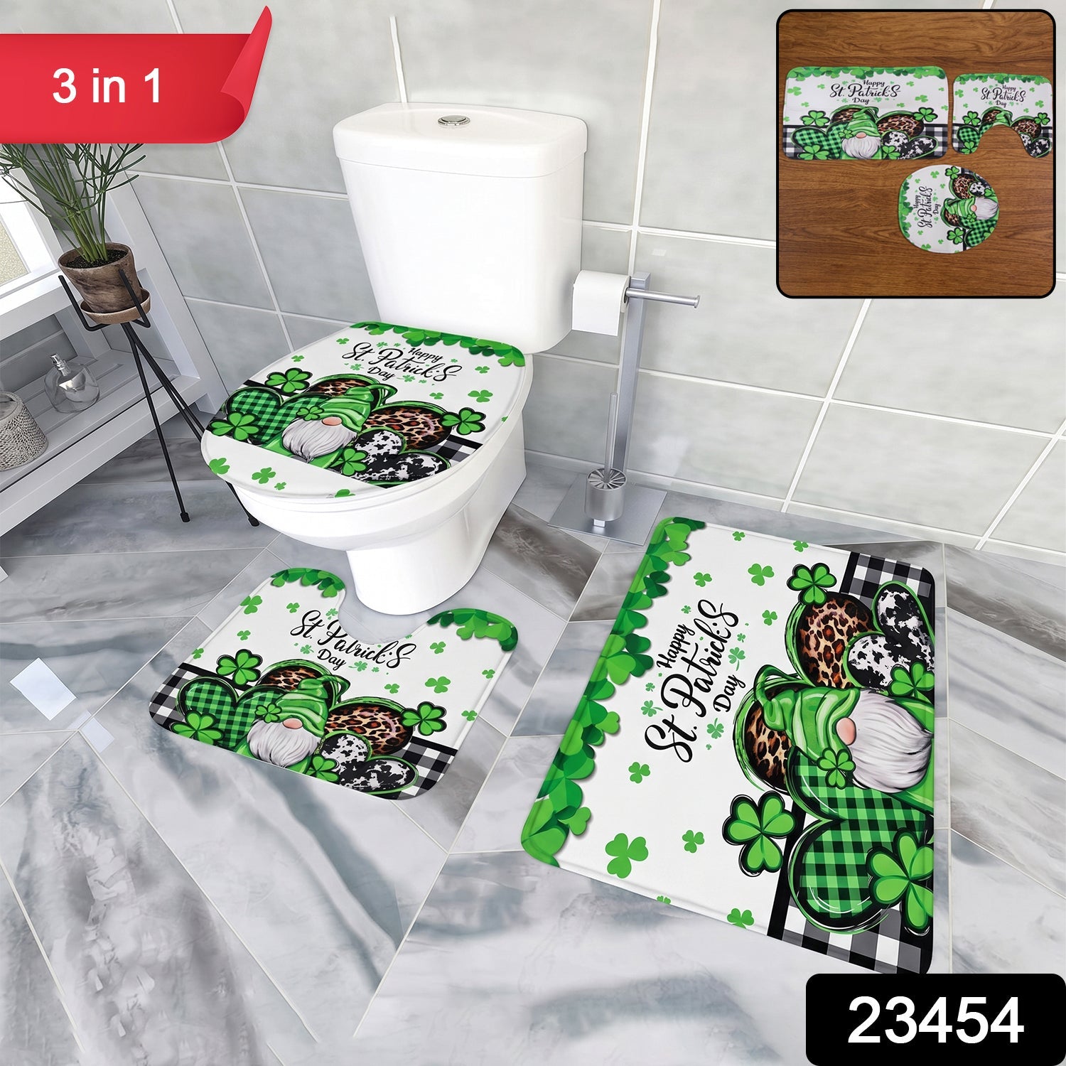 SKU 23454 3 in 1 bathroom mat set with label