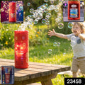 Bubble machine toy emitting bubbles with LED light effects for kids