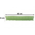 Dimensions of the green silicone water splash barrier, showing 48cm length.