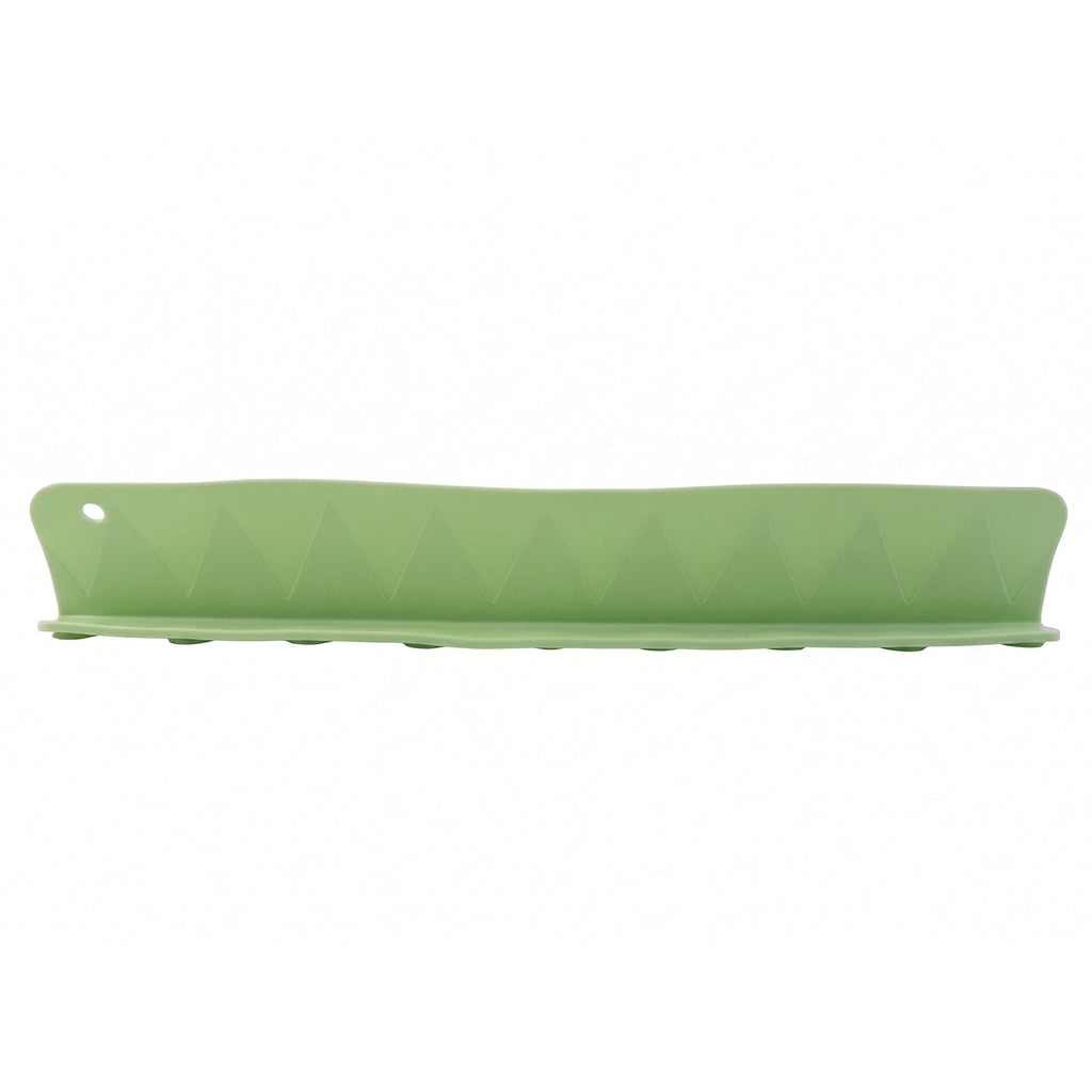 Front view of the green silicone splash guard against white background.
