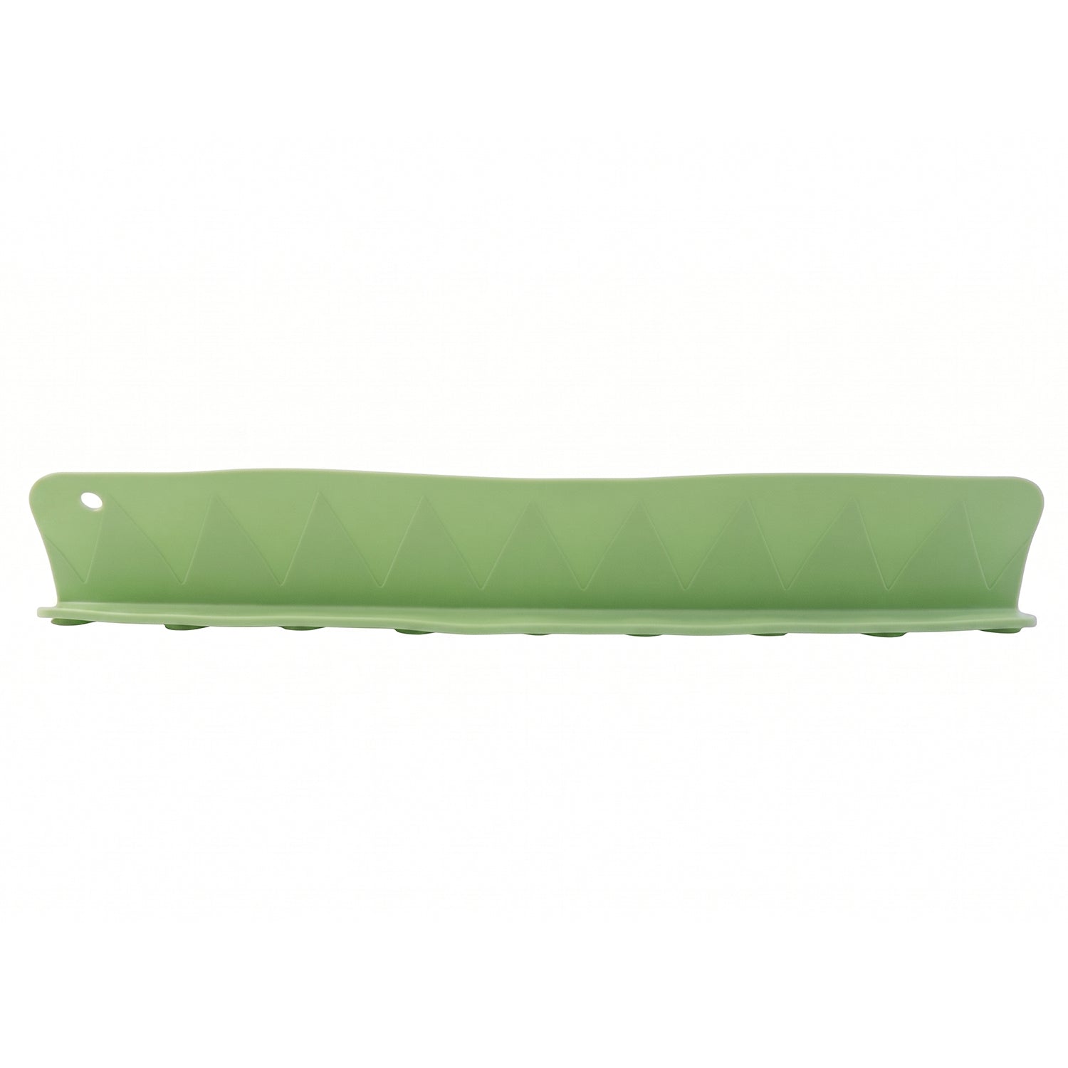 Front view of the green silicone splash guard against white background.