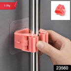 Pack of wall-mounted broom holder clips, space-saving design