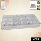 Silver ornamental designer gifting cash box with intricate embossed pattern