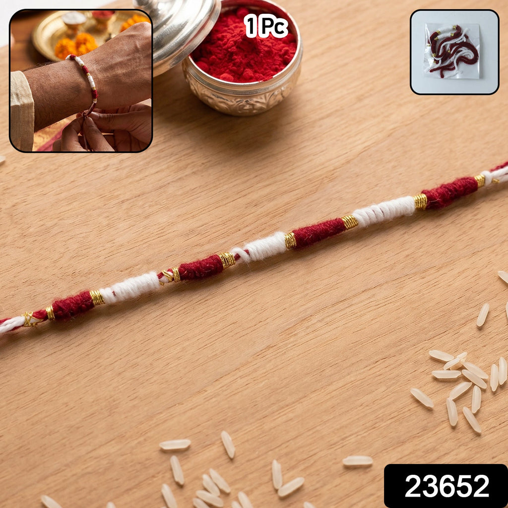 Traditional pearl beaded rakhi with golden details for Raksha Bandhan