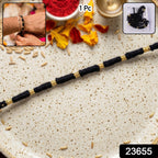 Elegant handmade red cotton rakhi with traditional beads