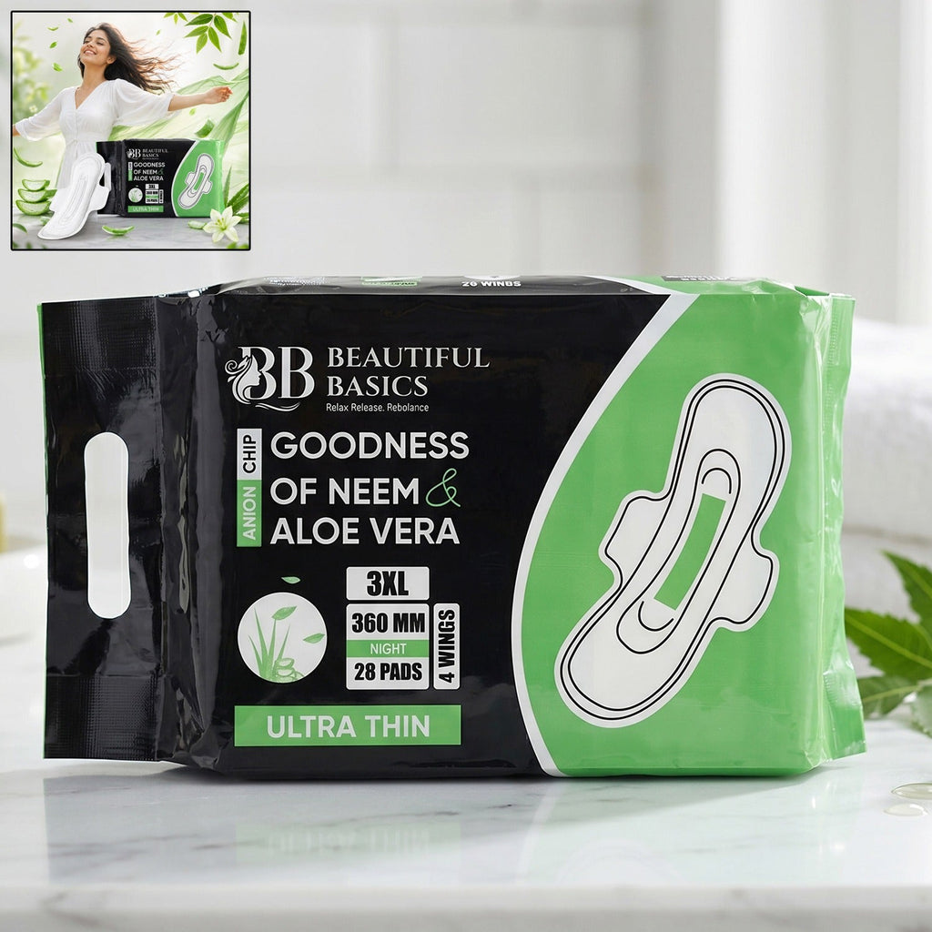 Beautiful Basics sanitary pads pack with neem & aloe vera for freshness