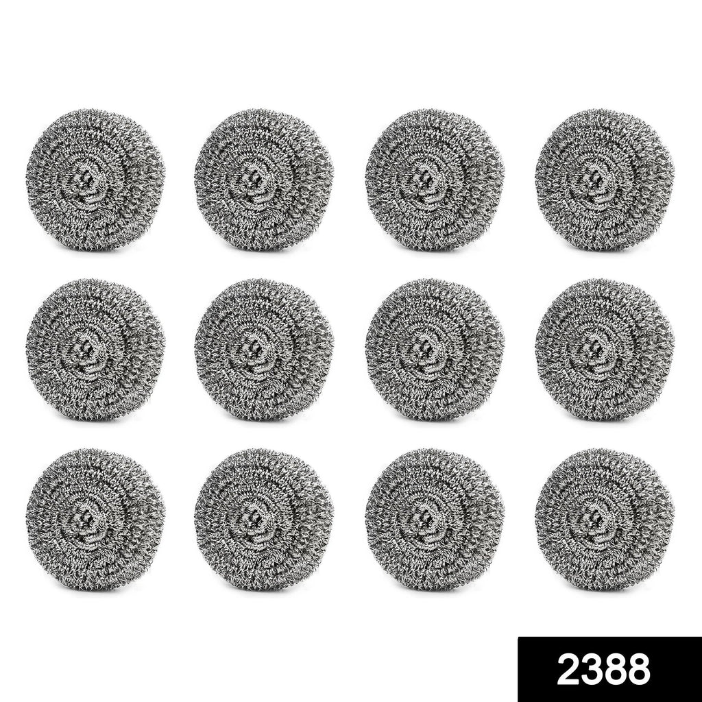 Close-up of a single stainless steel scrubber ball, showcasing its durable wire mesh.