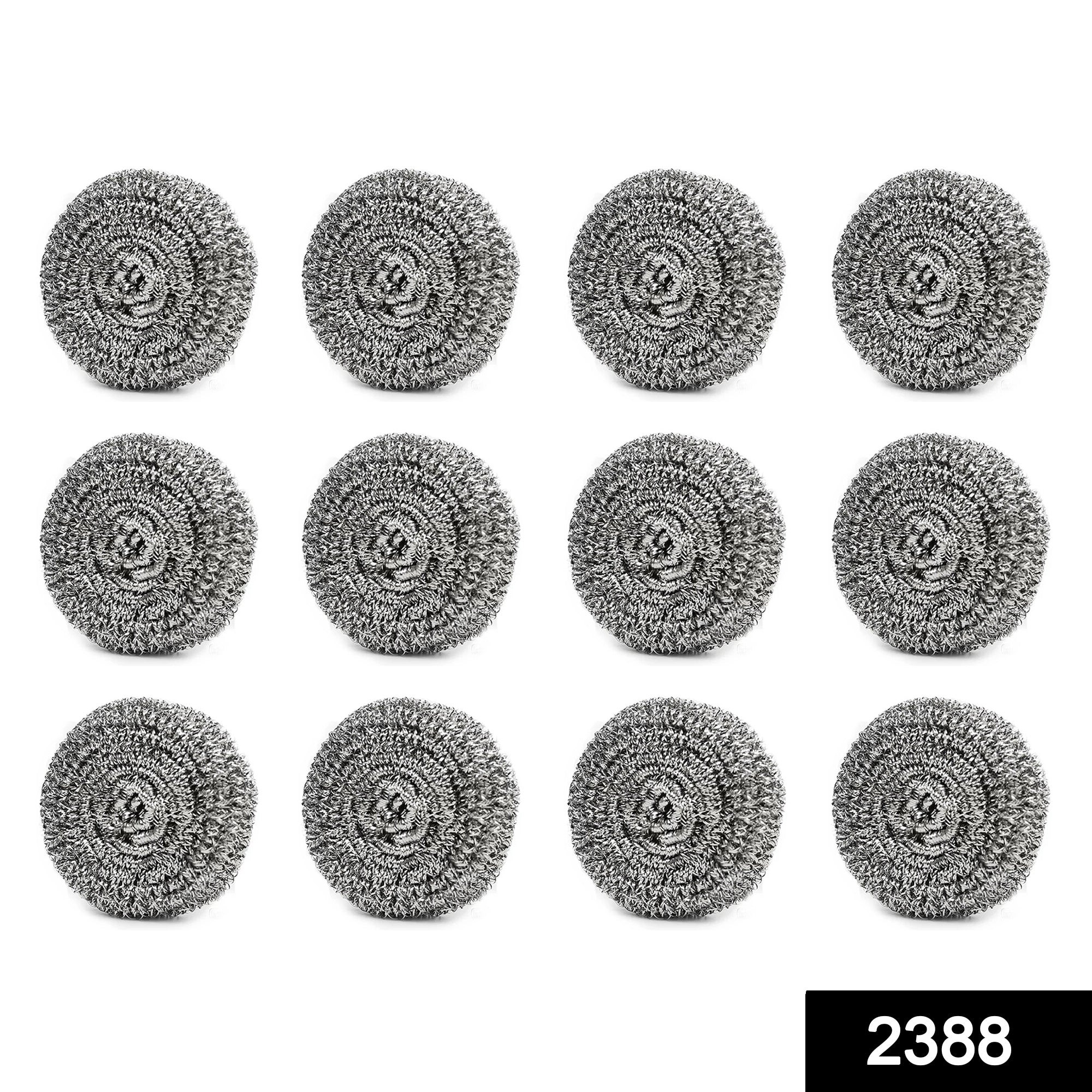 Close-up of a single stainless steel scrubber ball, showcasing its durable wire mesh.