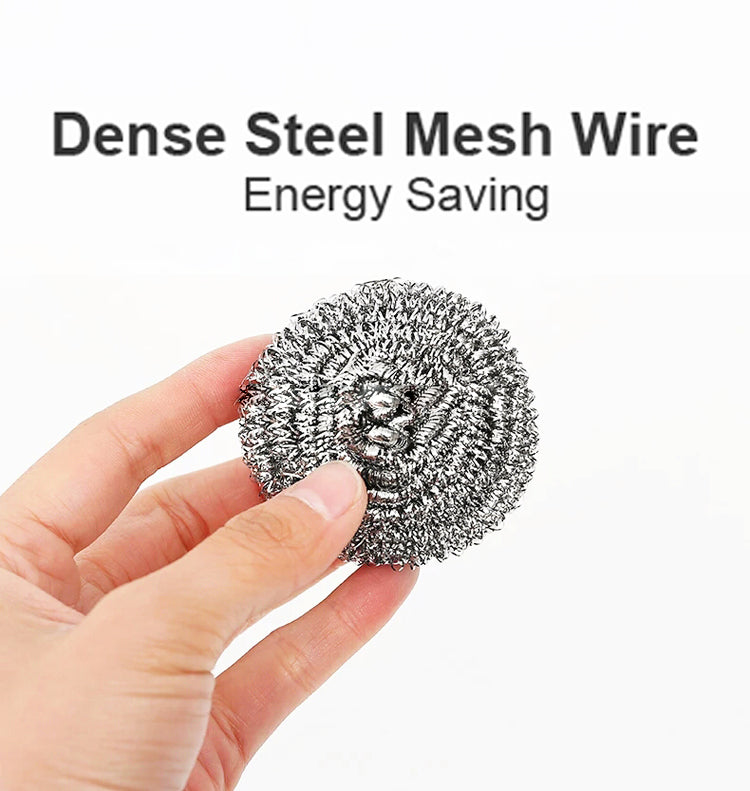 Multiple heavy-duty stainless steel scrubbers ready for tough cleaning tasks.