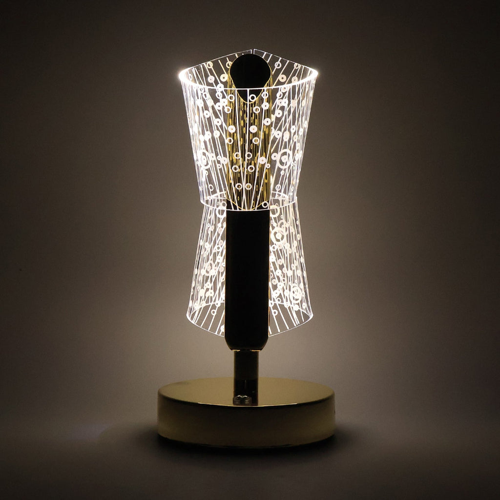 Side view of luxury LED double shade crystal table lamp